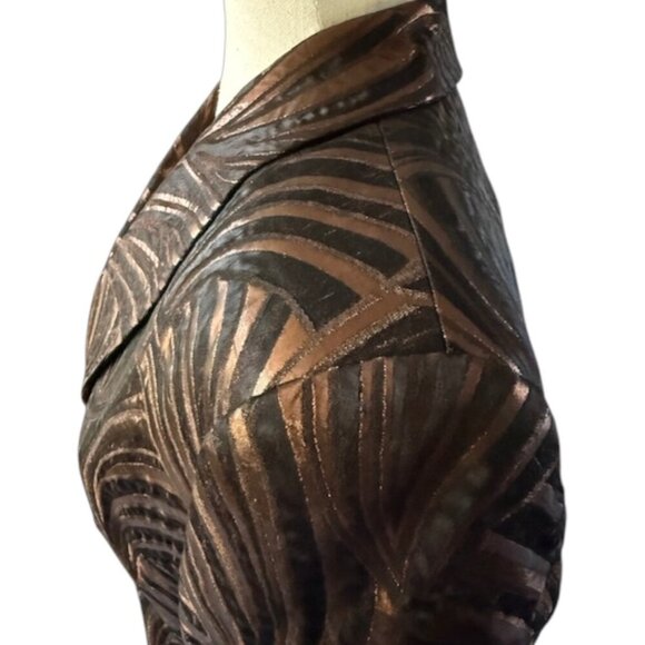 Albert Nipon Evening Blazer Jacket Black Bronze Metallic Rhinestone Buttons SZ 8 - Picture 4 of 14